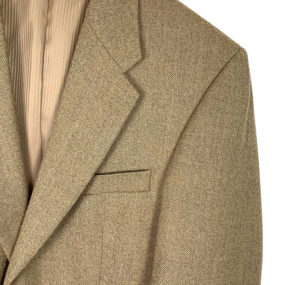 COVINGTON Men's 38 Reg 100% Wool Herringbone Tan Blazer Fully Lined - Picture 3 of 15